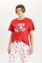 Fall In Love Sevgililer Günü Regular Fit Kısa Kollu Pijama Takımı