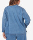Фото #2 товара Plus Size In Full Bloom Butterfly Embroidered Denim Shirt Jacket