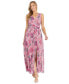 Petite Floral-Print Crinkled Maxi Dress