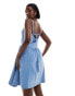 Фото #2 товара ASOS DESIGN cami with tie front bodice full skirt mini dress in blue