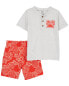 Фото #4 товара Toddler 2-Piece Henley Tee & Pineapple Short Set 5T