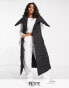 Violet Romance Petite oversized shawl neck longline gilet in black