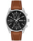 ფოტო #1 პროდუქტის Men's Skytraveller Quartz Fashion Chrono Brown Leather Watch 44mm