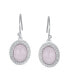 Western Style Pink Quartz Milgrain Cable Edge Oval Gemstone Drop Earrings For Women .925 Sterling Silver Wire Fish Hook