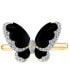 Фото #2 товара EFFY Diamond (1/5 ct. t.w.) & Onyx (3-1/2-4-1/2) Butterfly Statement Ring In 14k Gold