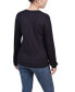 Petite Long Sleeve Ribbed Imitation Pearl Trimmed Top