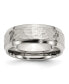 Stainless Steel Brushed Polished Hammered 8mm Edge Band Ring