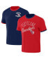 ფოტო #1 პროდუქტის Men's Darius Rucker Collection by Navy, Red Distressed Cleveland Guardians Two-Way Ringer Reversible T-shirt