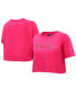 ფოტო #1 პროდუქტის Women's Pink Chicago Cubs Triple Pink Boxy Cropped T-Shirt