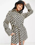 Фото #1 товара ASOS DESIGN twill boilersuit playsuit in mono checkerboard