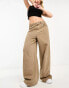 Stradivarius super wide leg jean in faded brown vintage wash