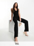 Vesper Tall – Neckholder-Jumpsuit in Schwarz mit weitem Bein