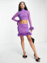 Фото #2 товара Miss Selfridge co-ord hotfix funnel top in purple