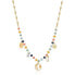 Decent Gold Plated Necklace with Chakra Beads and Charms BHKN083
