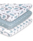 Фото #1 товара Pack n Play, Mini Crib, Portable Crib or Fitted Playard Sheets for Baby Boy, Blue Dino, 3 Pack Set