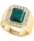 ფოტო #1 პროდუქტის EFFY® Emerald (5-1/2 ct. t.w.) & White Sapphire (3/4 ct. t.w.) Halo Ring in 14k Gold-Plated Sterling Silver