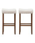 Фото #11 товара Set of 2 Nailhead Saddle Bar linen Stools 29.5'' Height W/ Fabric Seat & Wood Legs