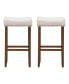 Фото #11 товара Set of 2 Nailhead Saddle Bar linen Stools 29.5'' Height W/ Fabric Seat & Wood Legs