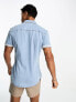 Фото #3 товара ASOS DESIGN skinny denim short sleeve shirt in light blue wash