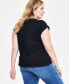 Фото #2 товара Plus Size Rhinestone Rolled-Sleeve Top, Created for Macy's