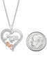 Macy's diamond Accent Mom Heart 18" Pendant Necklace in Sterling Silver & 14k Rose Gold-Plate