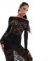 Murci exclusive lace bardot top and maxi skirt set in black Черный, 34 - фото #4