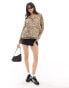 Y.A.S sheer open neck chuck on shirt in leopard print