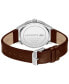 ფოტო #3 პროდუქტის Men's Vienna Brown Leather Strap Watch 42mm