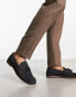 Thomas Crick woven tassel leather loafers in navy