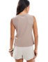 Фото #4 товара Abercrombie & Fitch ribbed slashed button through sleeveless top in grey