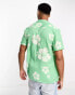 ASOS DESIGN revere shirt in sage green Hawaiian floral