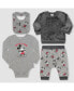 ფოტო #1 პროდუქტის Baby Boys Mickey Mouse Wubby Fleece Top, Pants, Bodysuit and Bib Set