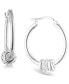 Фото #1 товара Sterling Silver Small Pavé Rondelle Bead Hoop Earrings, 0.56"