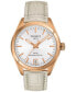 ფოტო #1 პროდუქტის Women's Swiss Automatic PR 100 Cream Leather Strap Watch 33mm