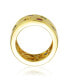 Radiant 14K Gold Plated Wide Band Ring with Spotted Multi-Colored Cubic Zirconia