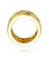 ფოტო #4 პროდუქტის Radiant 14K Gold Plated Wide Band Ring with Spotted Multi-Colored Cubic Zirconia