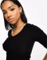 Urban Revivo v-neck ribbed jumper in black Черный, L - EU 40 - фото #2