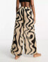 New Look marble print beach trousers in black pattern