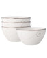 Platinum Wave Set of 4 Rice Bowls, Service For 4