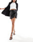 Фото #2 товара Hollister a-line faux leather mini skirt in black