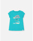 ფოტო #1 პროდუქტის Girl Organic Cotton Tee With Print Turquoise - Toddler|Child