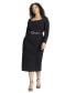 Фото #1 товара Plus Size Shaped Neckline Ponte Dress