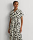 ფოტო #4 პროდუქტის Women's Leaf-Print Belted Crepe Dress