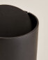 Black resin wastepaper basket with lid