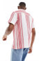 Another Influence beach shirt in red white stripe