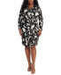 ფოტო #3 პროდუქტის Plus Size Printed Long-Sleeve Sarong Dress