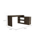 Antlia L-Shaped Writing Desk, Two Shelves, Single Door Cabinet