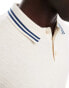 ONLY & SONS regular fit stripe collar knitted polo in cream