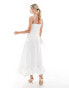 Фото #4 товара Vila Petite Bridal satin cami maxi dress with stitch detail hem in white