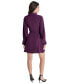 Petite Collared-V-Neck Long-Sleeve Short Dress